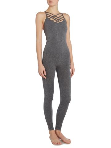 Criss-Cross Compression Unitard, Grey Marl